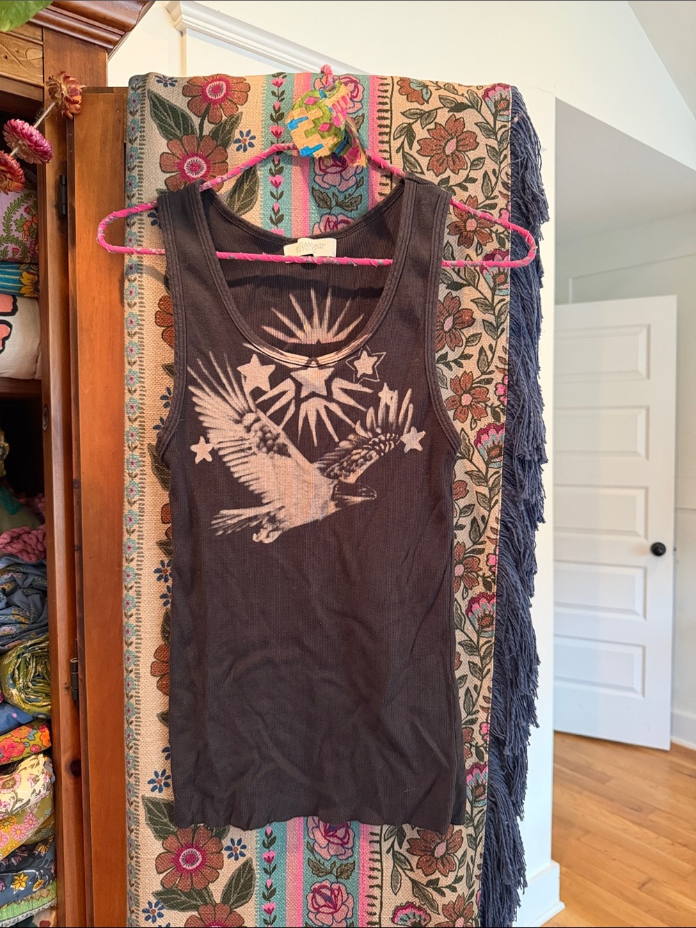 Free People Ragabond Studio Black Eagle Graphic Tank Top
